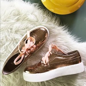 Shellys London Gold Metallic Leather Sneaker